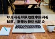 开云体育APP下载-关于印尼羽毛球队险胜中国羽毛球队，斯里坎特送出助攻的信息